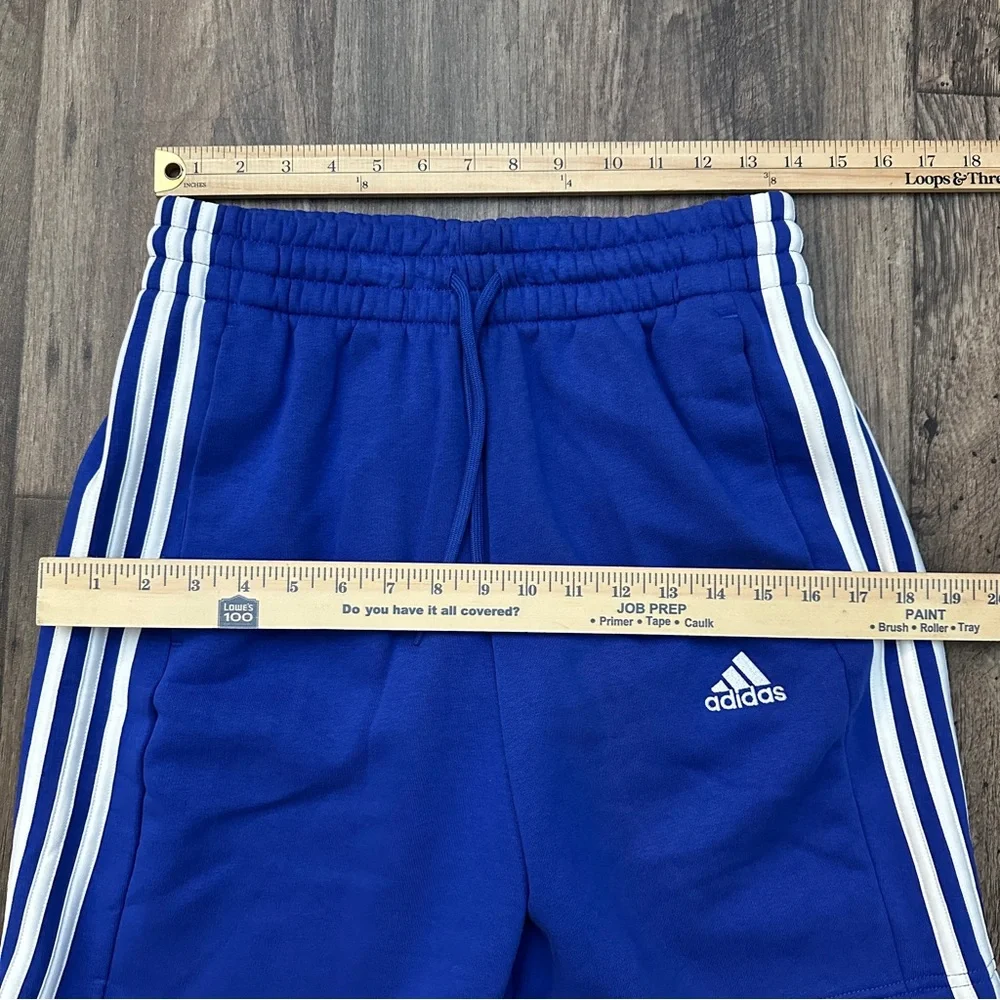 ADIDAS 3-Stripe Flannel Sweat Shorts Men’s Size S Blue White